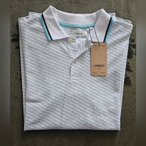 PRODUKT White and Black Patterned Men's Polo Shirt
